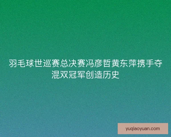 羽毛球世巡赛总决赛冯彦哲黄东萍携手夺混双冠军创造历史